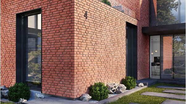 Stegu Monsanto Red - Ziegelriemchen an Außenfassade