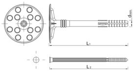 Dämmstoffhalter, Tellerdübel KI-10 mit Kunststoffnagel