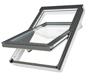 Dachfenster FAKRO FTT/U U8 Thermo : energieeffizientes Schwingfenster aus Holz mit 4-fach Verglasung