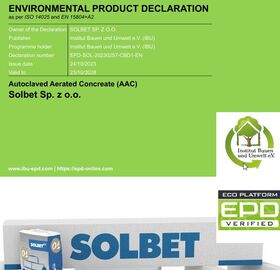 Cellular concrete SOLBET PP2-040 according to german norm DIN V 4108-4