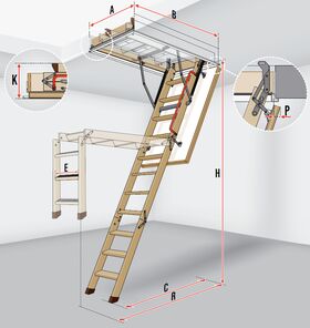 FAKRO Bodentreppen LWZ Plus, mehrteilige Bodentreppe aus Holz