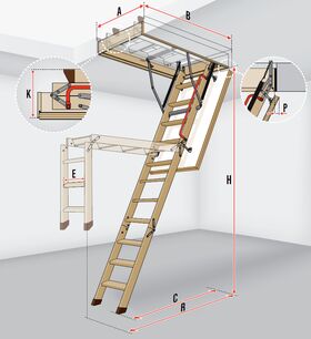 Bodentreppen FAKRO LWK Plus, mehrteilige Bodentreppe aus Holz