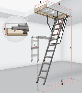 Bodentreppen FAKRO LMK, mehrteilige Bodentreppe aus Metall