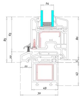 Fenster aus Kunststoff VEKA Perfectline VP70, 5-Kammern