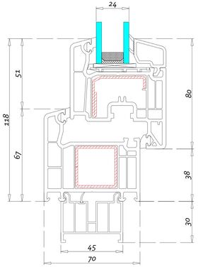 Fenster aus Kunststoff VEKA Perfectline VP70, 5-Kammern